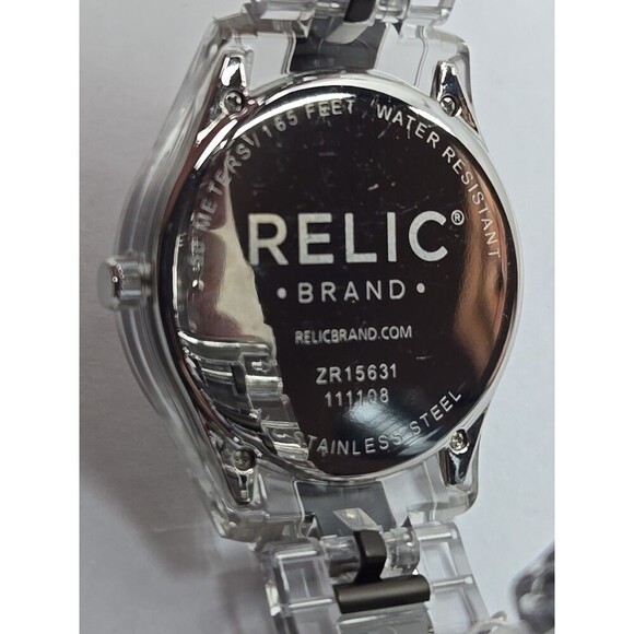 Relic By Fossil Starla ZR15631 Crystal Bezel Black Dial Quartz New Battery